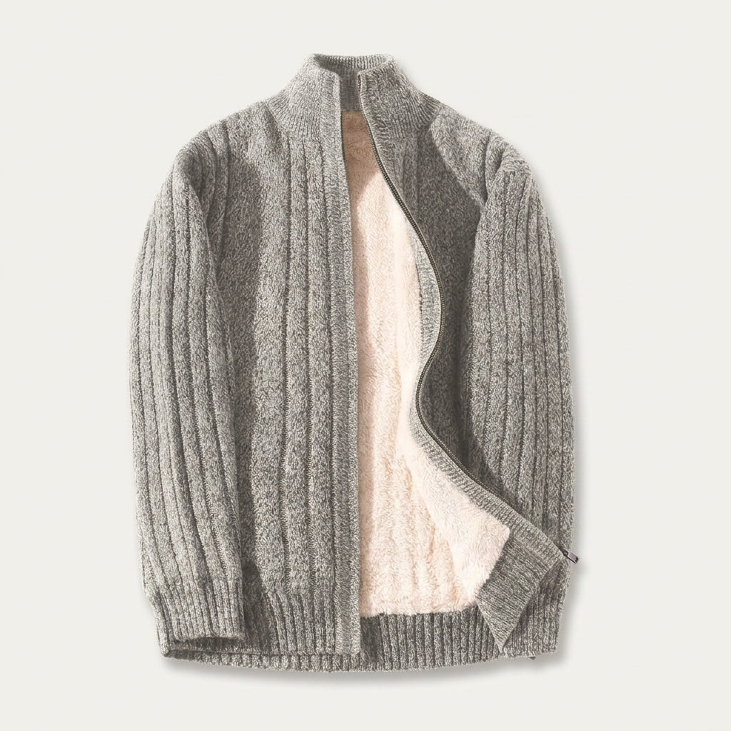 Gilet Homme Zippé en Maille Torsadée Col Montant