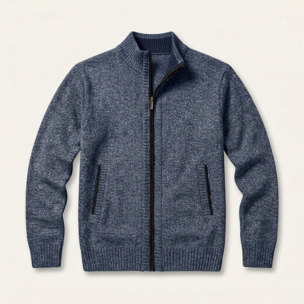 Gilet Homme Zippé en Maille Col Montant avec Poches