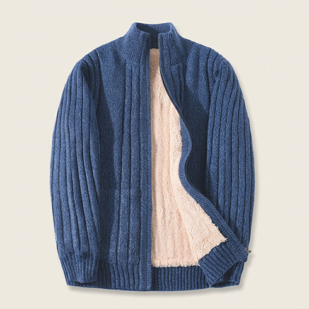 Gilet Homme Zippé en Maille Torsadée Col Montant