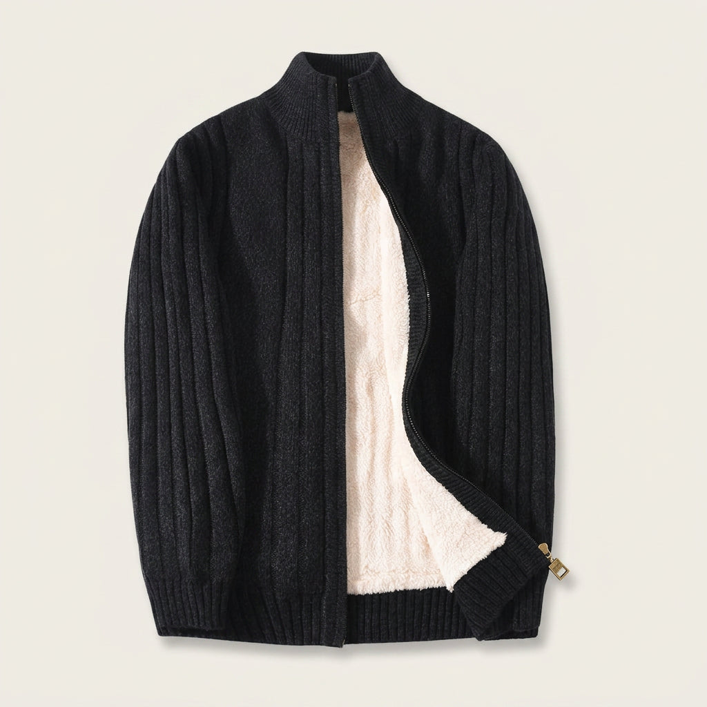 Gilet Homme Zippé en Maille Torsadée Col Montant
