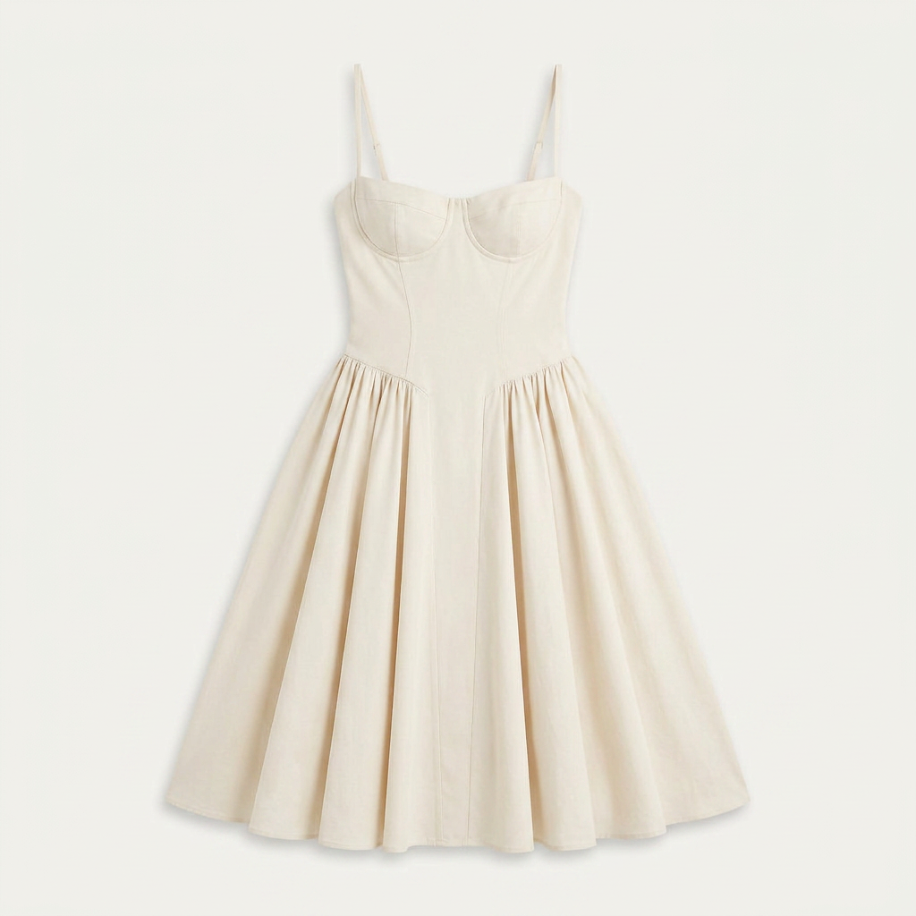 Robe Midi Femme Décolleté Cœur Bretelles Fines