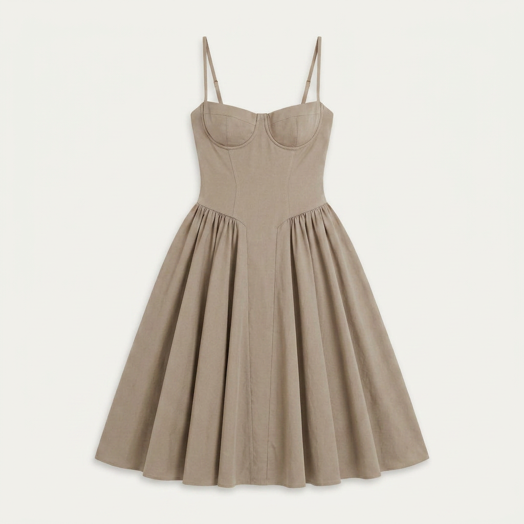 Robe Midi Femme Décolleté Cœur Bretelles Fines