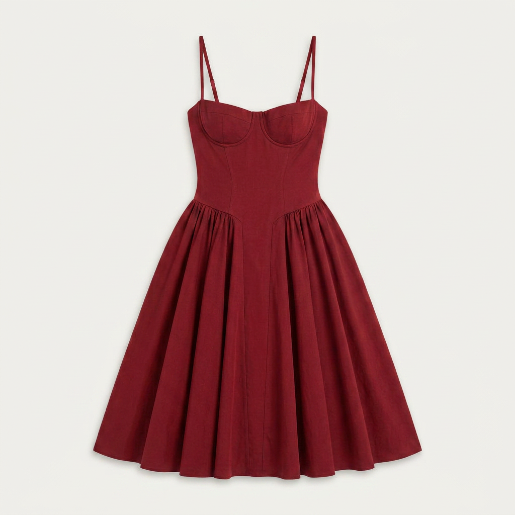 Robe Midi Femme Décolleté Cœur Bretelles Fines