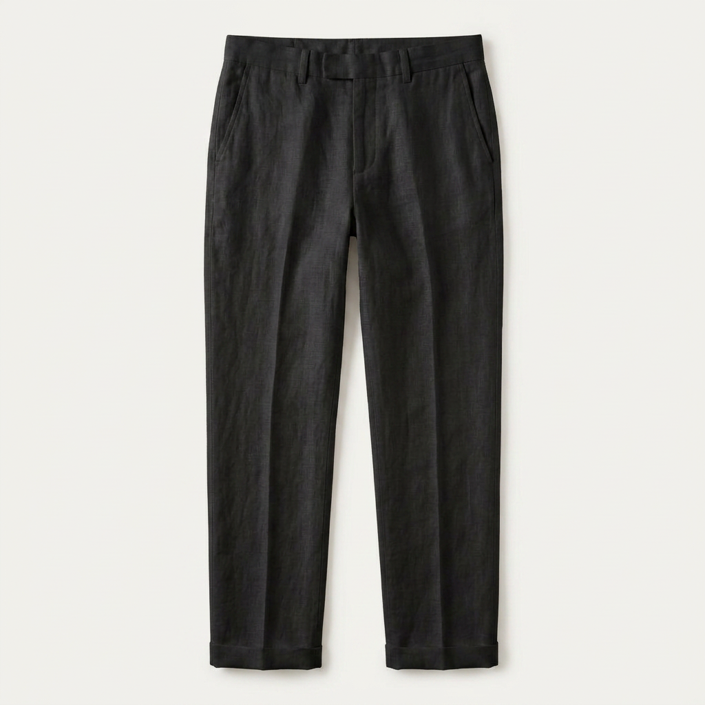 Pantalon Homme Tailleur Coupe Droite Pli Marqué