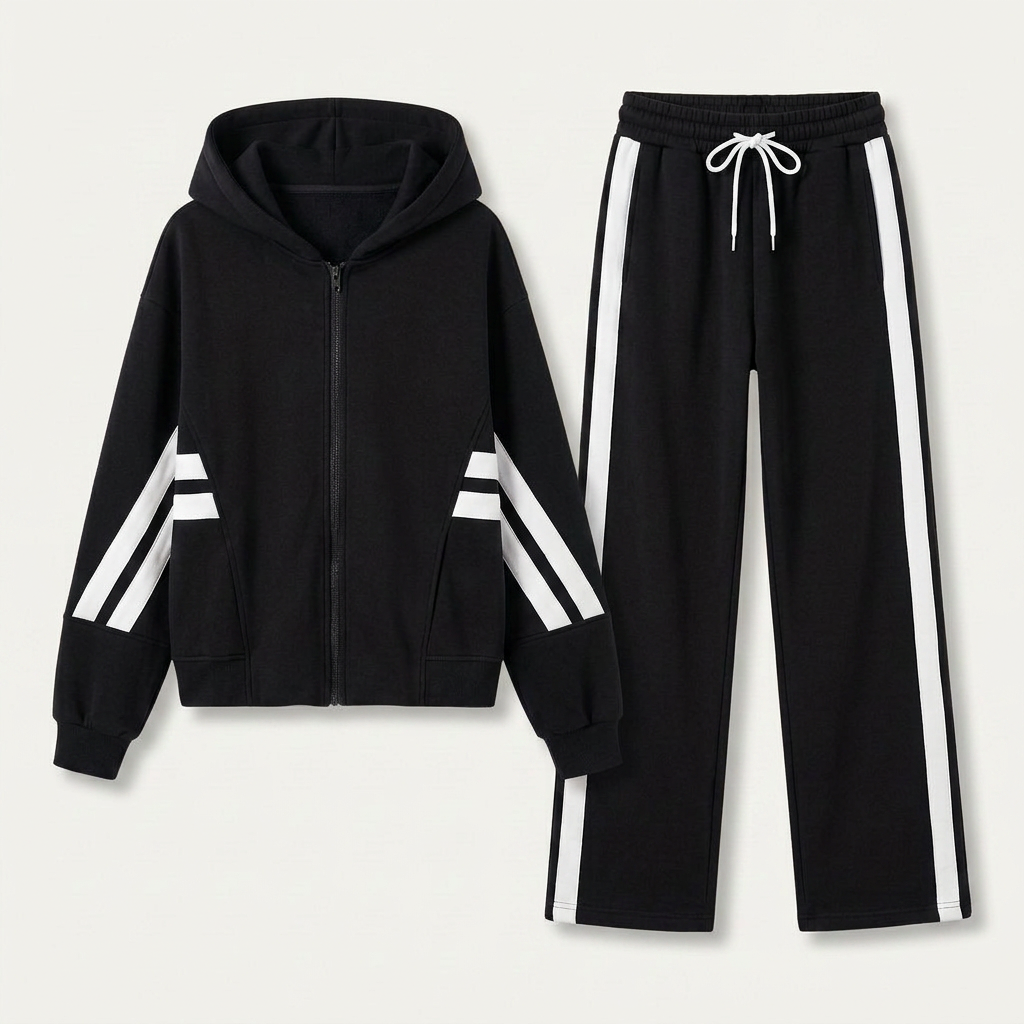 Ensemble Survêtement Femme Capuche Zippée Pantalon Large
