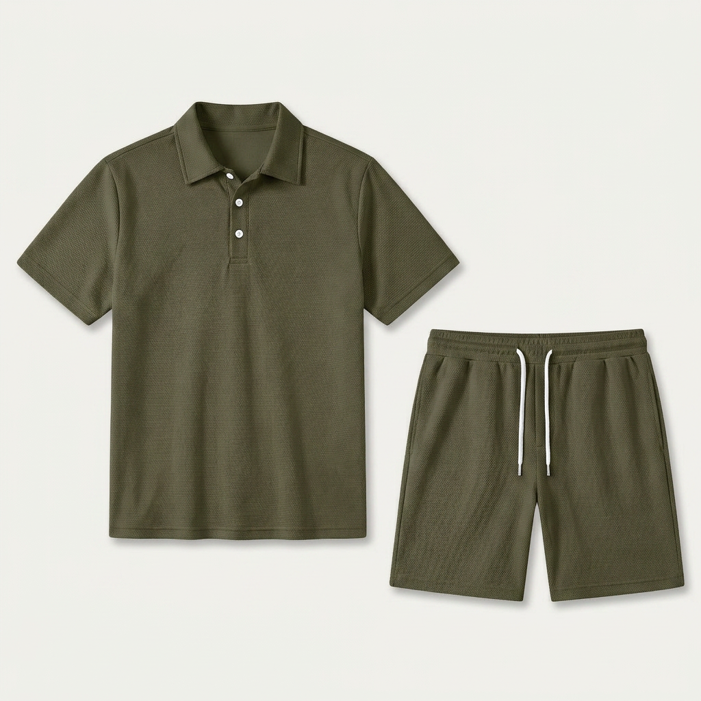 Ensemble Homme Polo Short Texturé Cordon