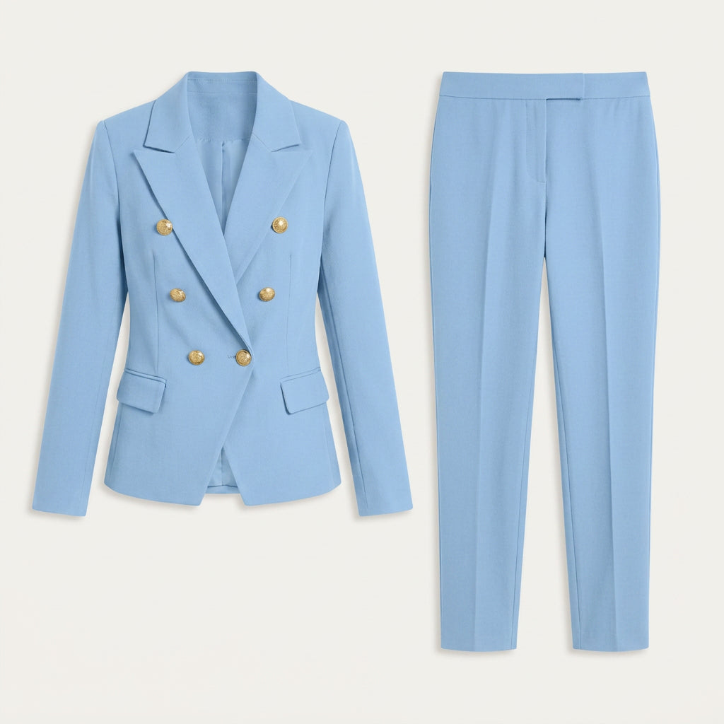 Tailleur Femme avec Blazer Croisé et Pantalon