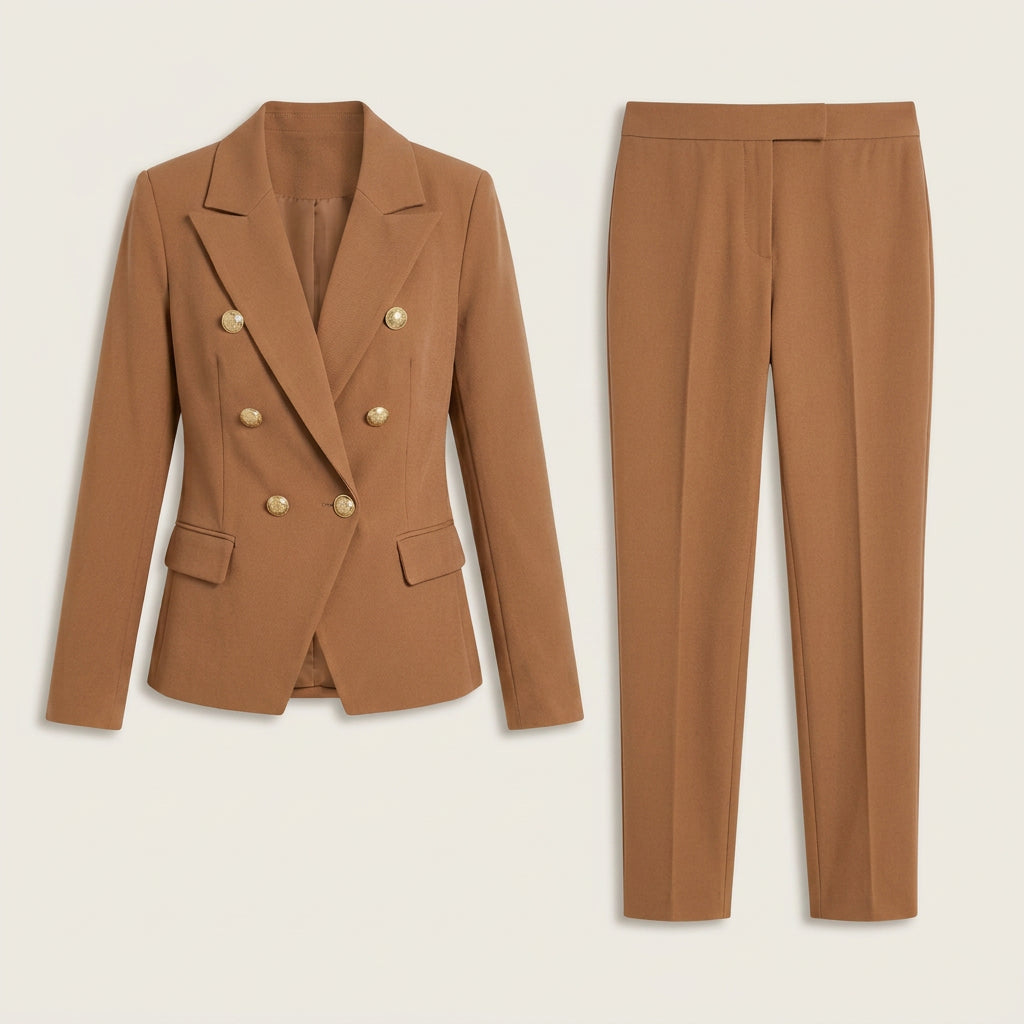 Tailleur Femme avec Blazer Croisé et Pantalon