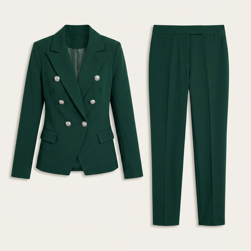 Tailleur Femme avec Blazer Croisé et Pantalon