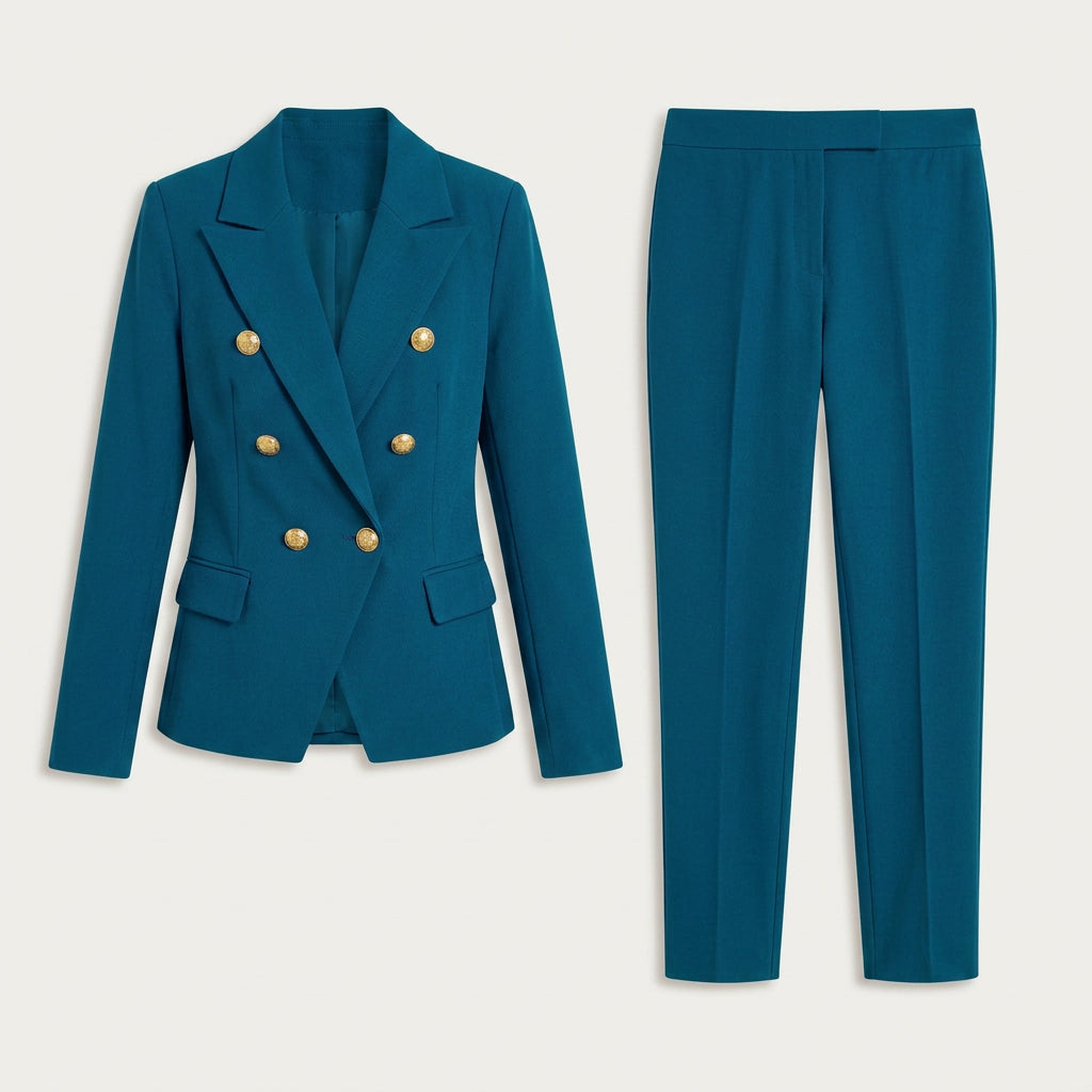 Tailleur Femme avec Blazer Croisé et Pantalon