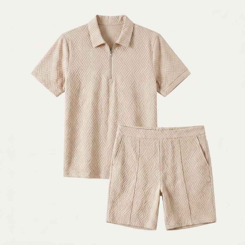 Ensemble Homme Polo Zippé Short Texturé