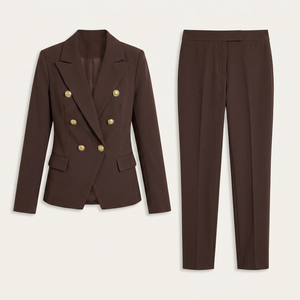 Tailleur Femme avec Blazer Croisé et Pantalon