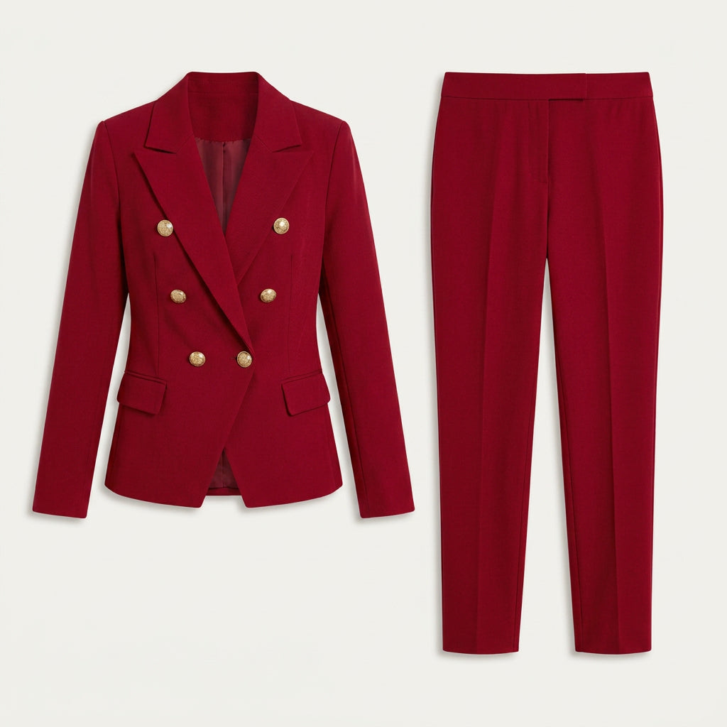 Tailleur Femme avec Blazer Croisé et Pantalon