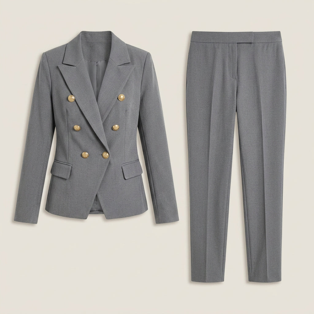 Tailleur Femme avec Blazer Croisé et Pantalon