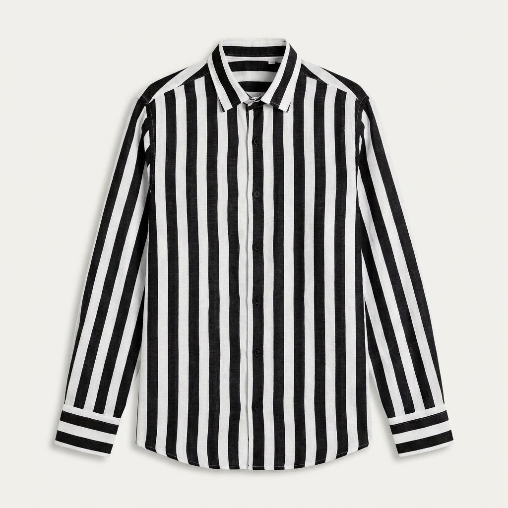 Chemise Homme Rayures Verticales Manches Longues Classique