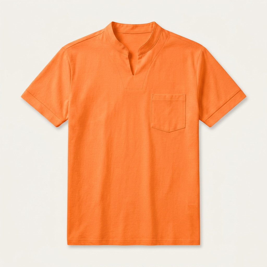Chemise Homme Manches Courtes Col Cranté Poche Poitrine