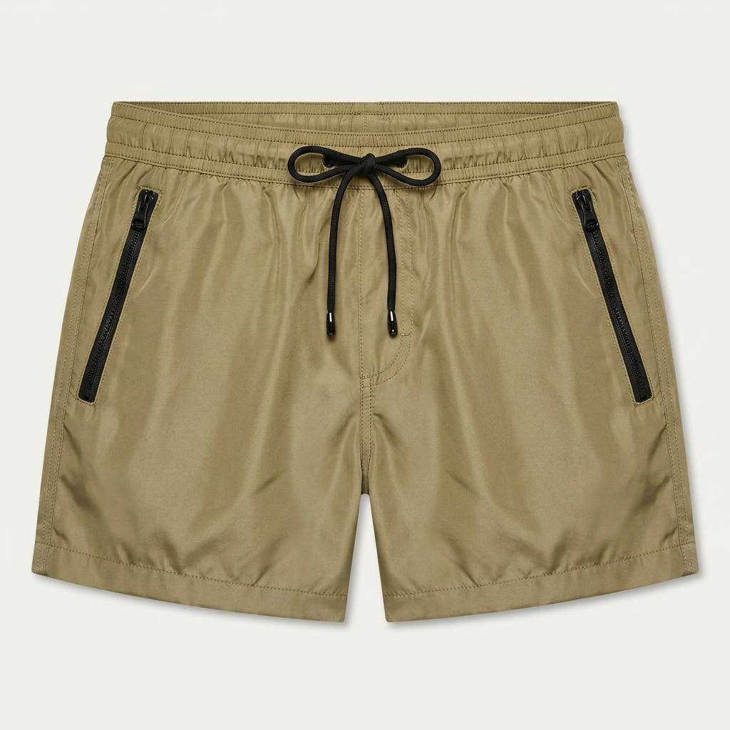 Short De Bain Homme Poches Zippées Cordon De Serrage