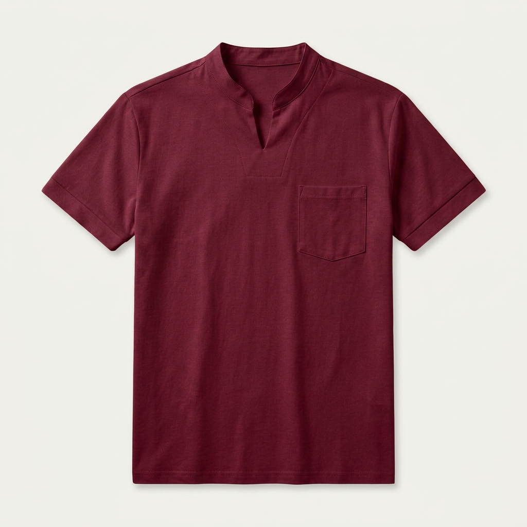 Chemise Homme Manches Courtes Col Cranté Poche Poitrine
