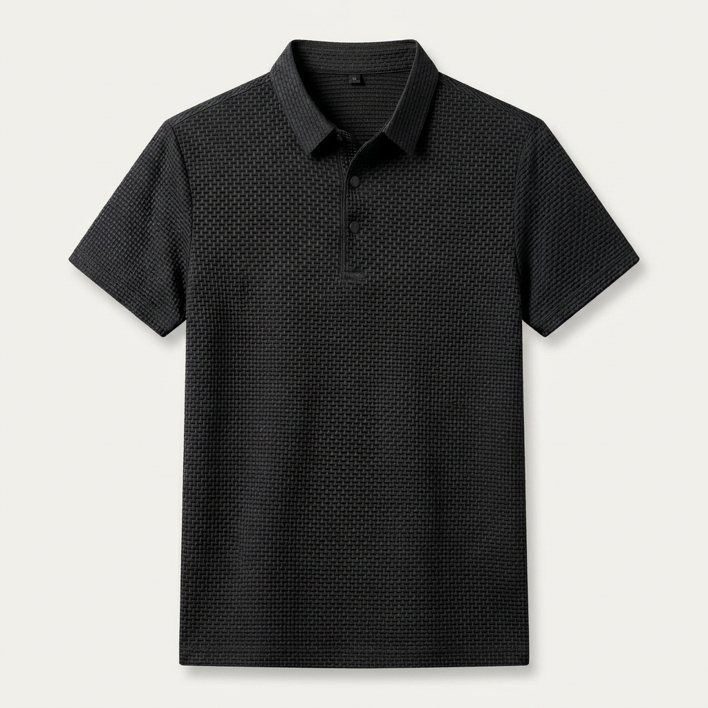 Polo Homme Texturé Manches Courtes Boutonné