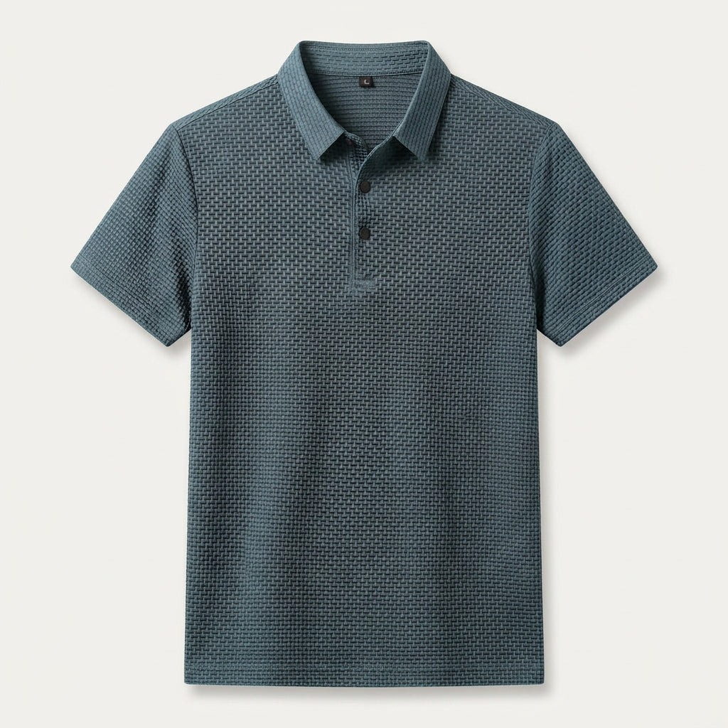Polo Homme Texturé Manches Courtes Boutonné