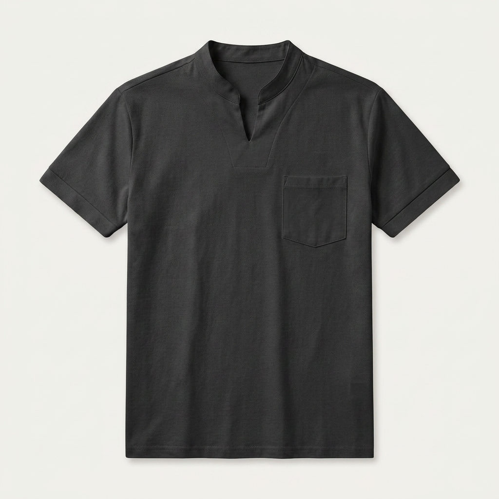 Chemise Homme Manches Courtes Col Cranté Poche Poitrine