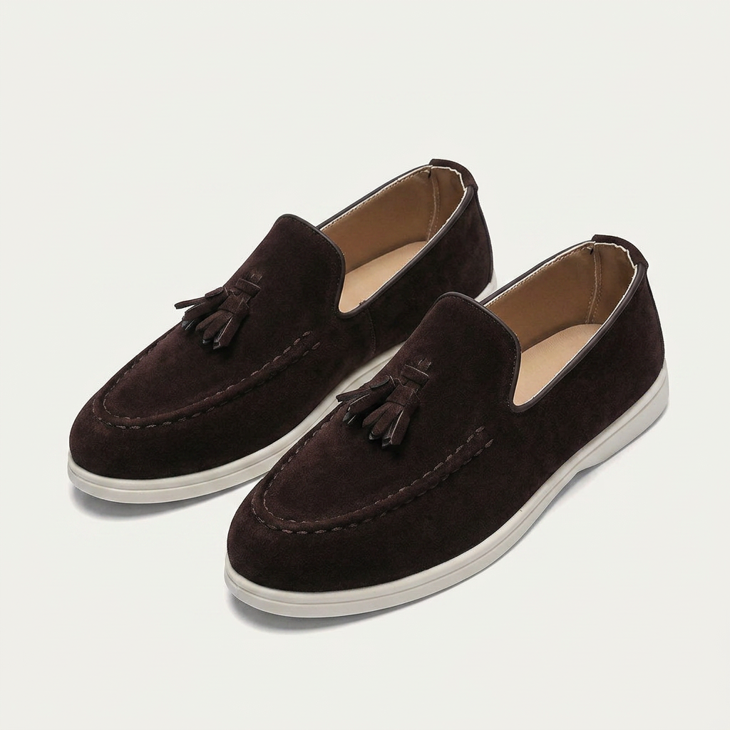Mocassins Homme À Pampilles Texture Élégante Profil Bas
