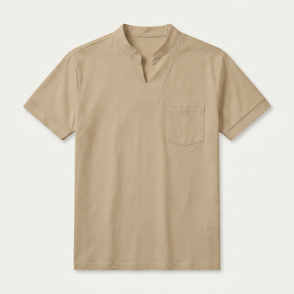 Chemise Homme Manches Courtes Col Cranté Poche Poitrine