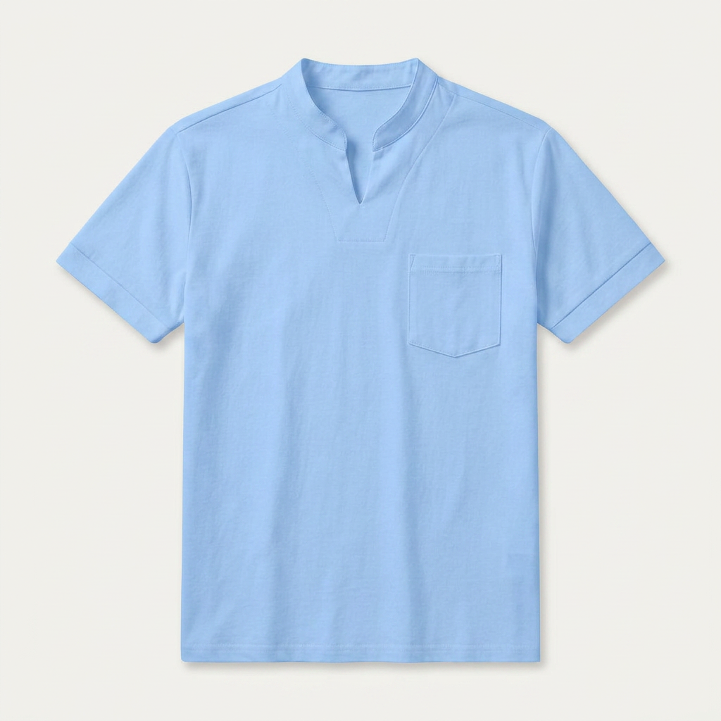 Chemise Homme Manches Courtes Col Cranté Poche Poitrine
