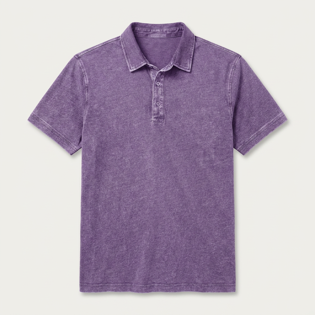 Polo Homme Effet Délavé Patte Boutonnée