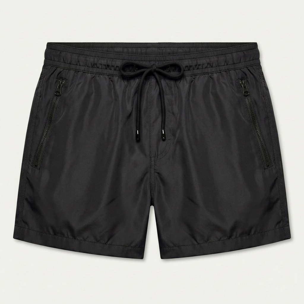 Short De Bain Homme Poches Zippées Cordon De Serrage
