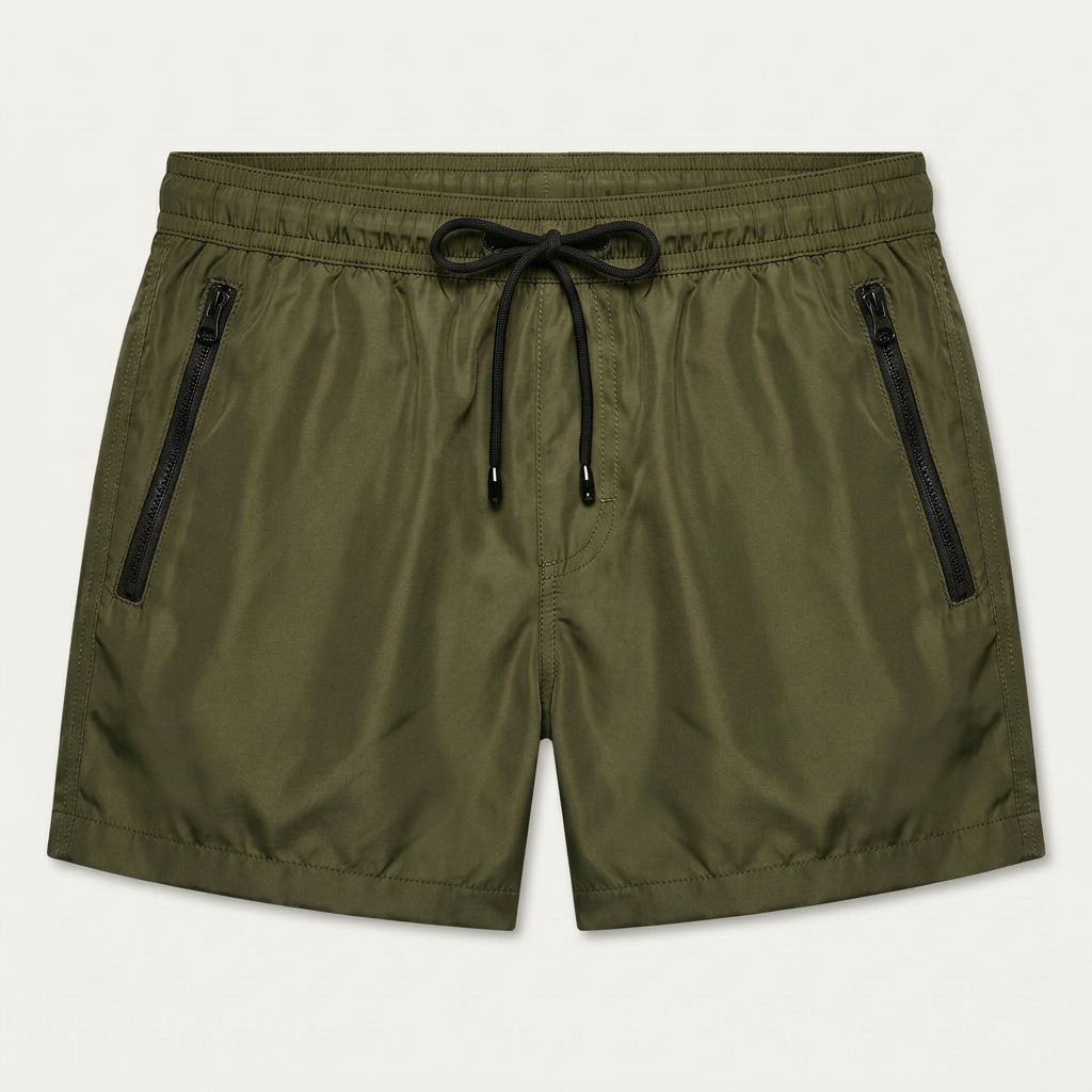 Short De Bain Homme Poches Zippées Cordon De Serrage