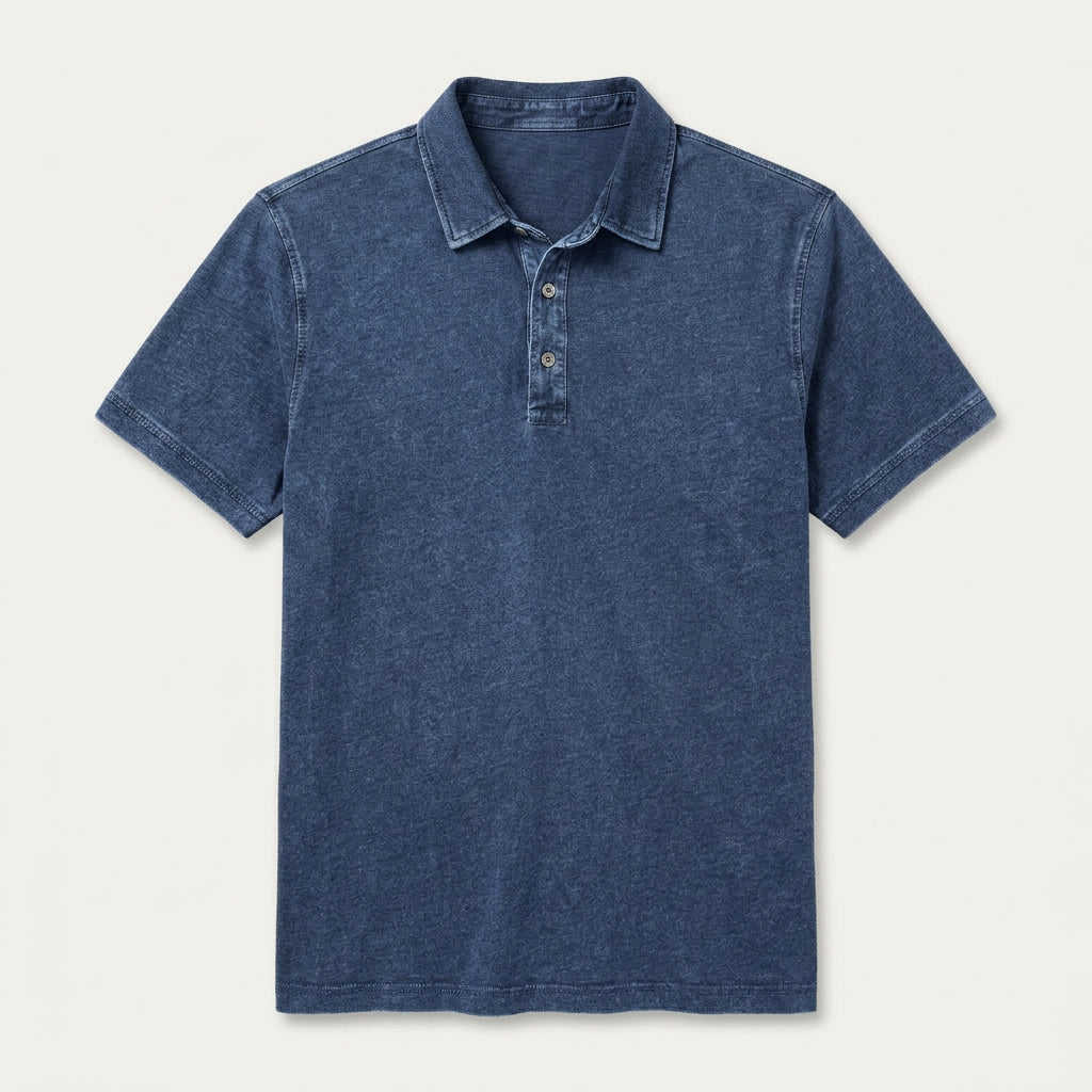Polo Homme Effet Délavé Patte Boutonnée