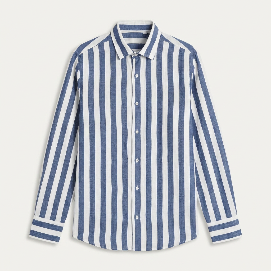 Chemise Homme Rayures Verticales Manches Longues Classique