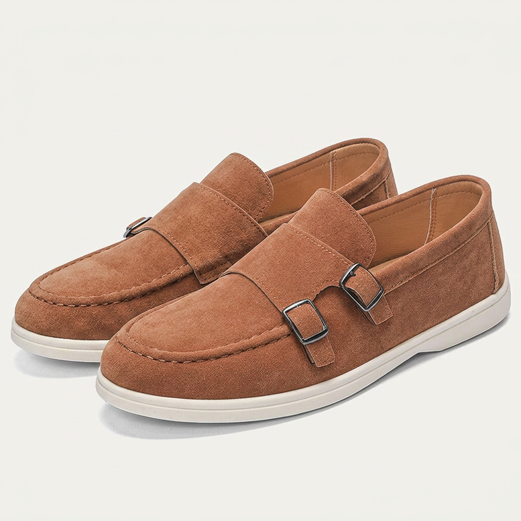 Mocassins Homme Double Boucle Texture Élégante Profil Bas