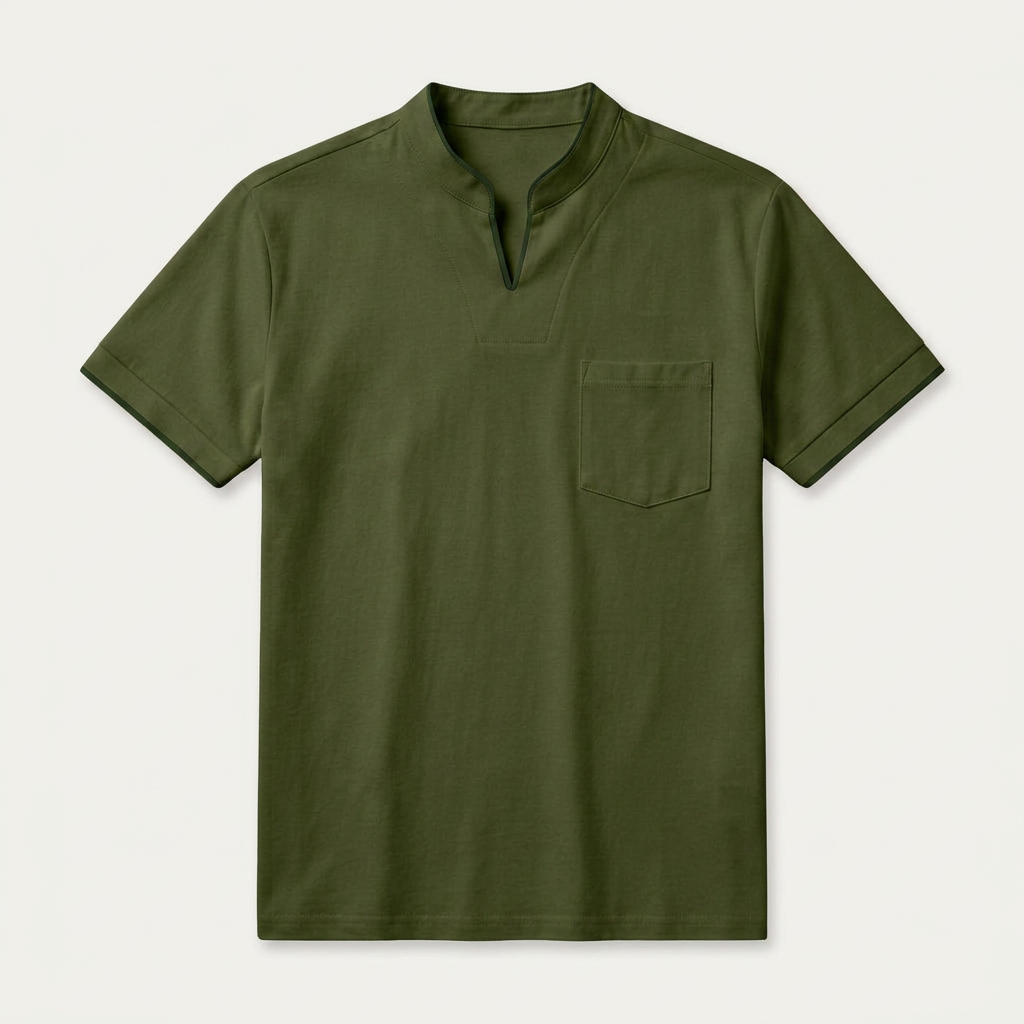 Chemise Homme Manches Courtes Col Cranté Poche Poitrine