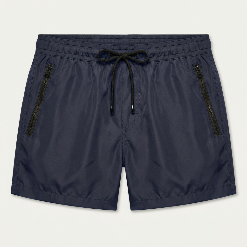 Short De Bain Homme Poches Zippées Cordon De Serrage