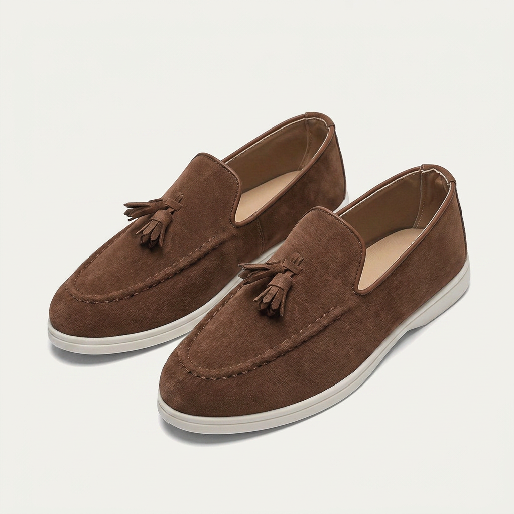 Mocassins Homme À Pampilles Texture Élégante Profil Bas
