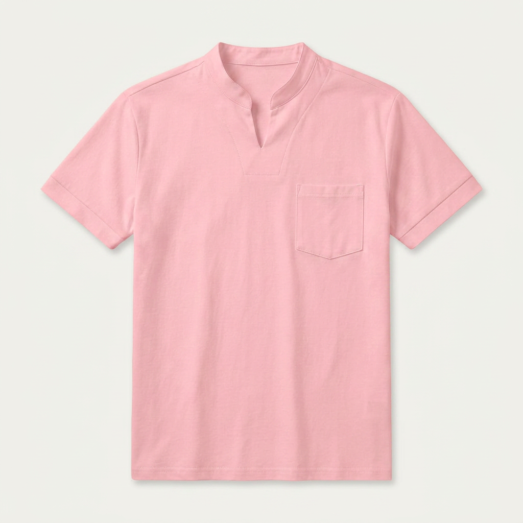 Chemise Homme Manches Courtes Col Cranté Poche Poitrine