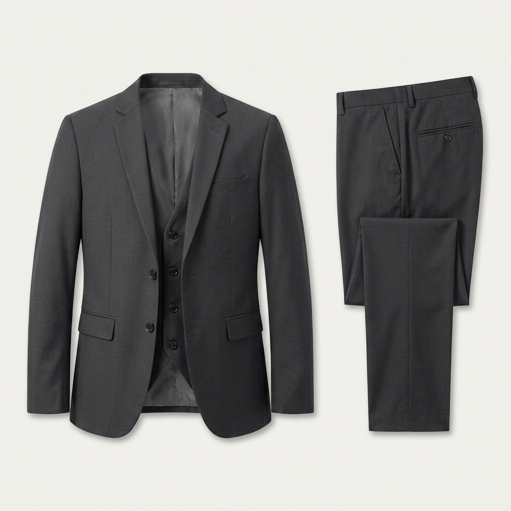 Costume Homme Trois Pièces Revers Crantés Ajusté