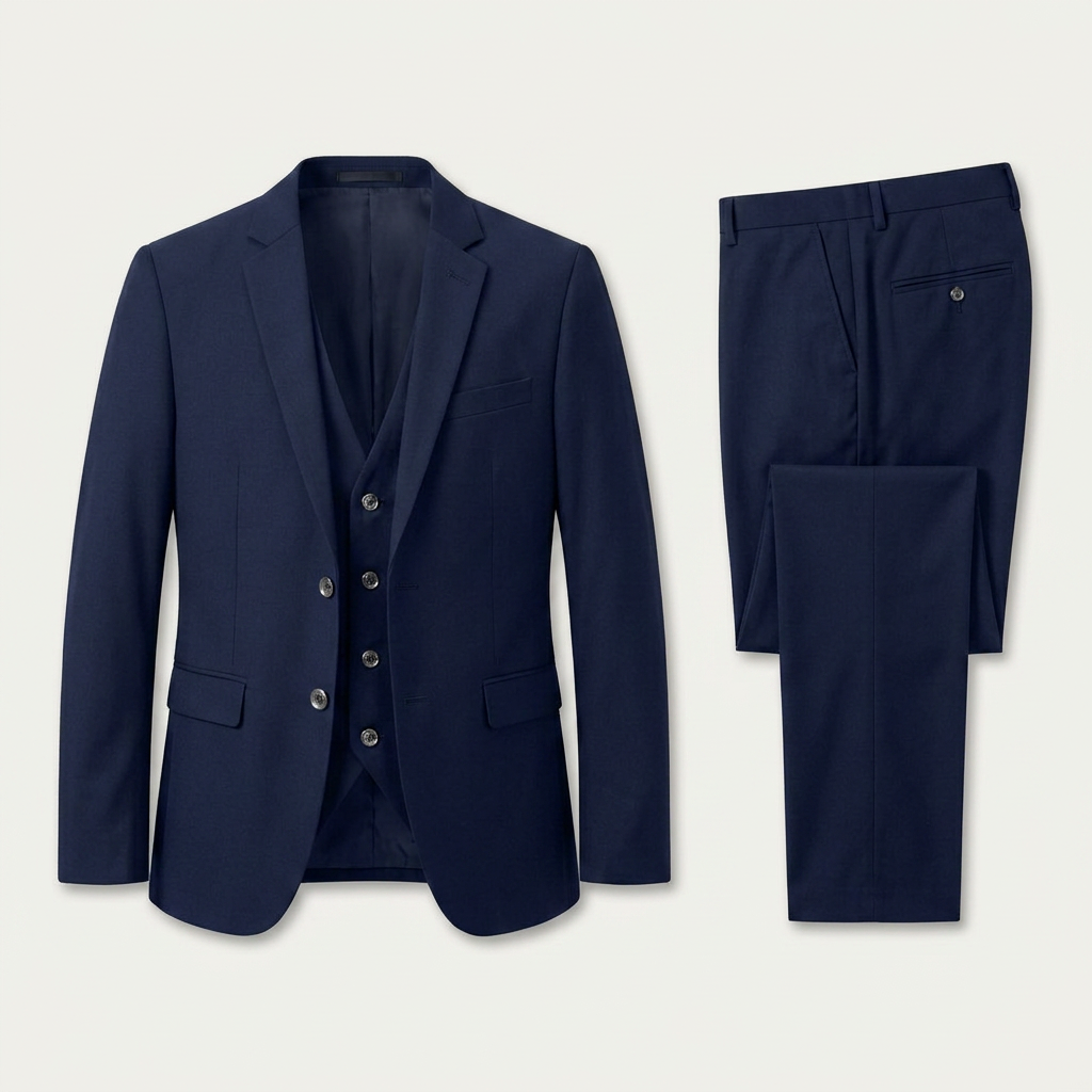 Costume Homme Trois Pièces Revers Crantés Ajusté