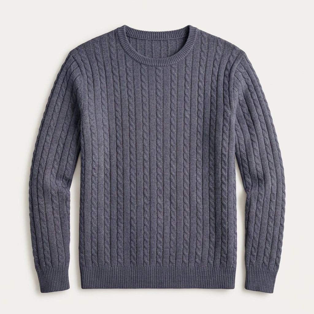 Pull Col Rond Homme en Maille Torsadée