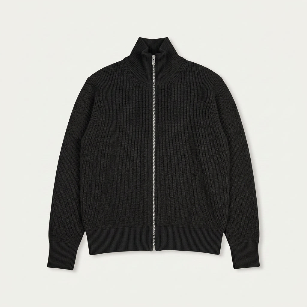 Gilet Homme Zippé en Maille Col Montant