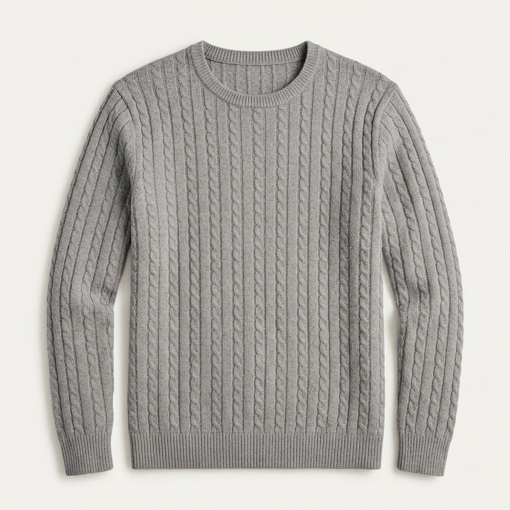 Pull Col Rond Homme en Maille Torsadée