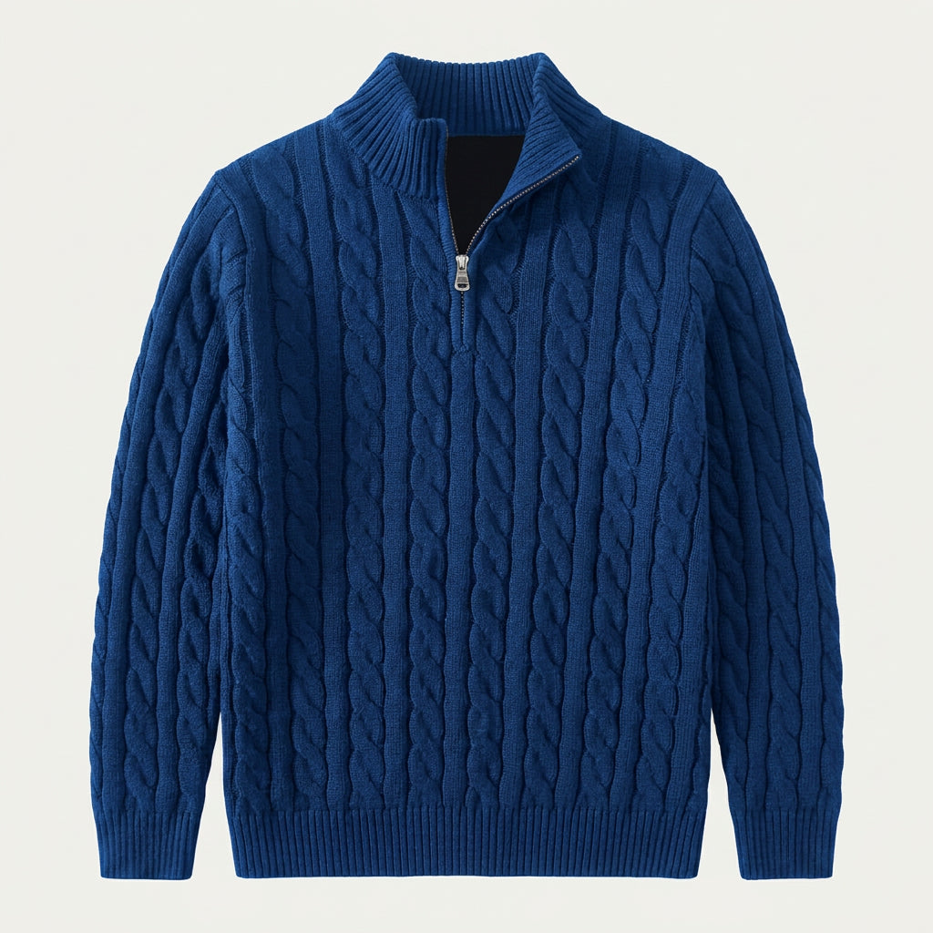 Pull Torsadé Homme à Col Zippé