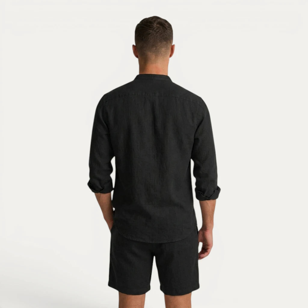 Ensemble Homme Col Mao Short Décontracté Été