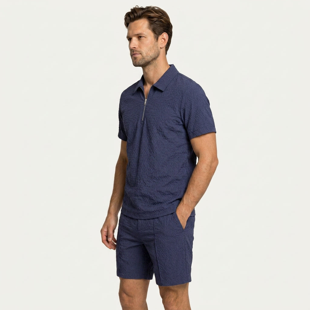 Ensemble Homme Polo Zippé Short Texturé