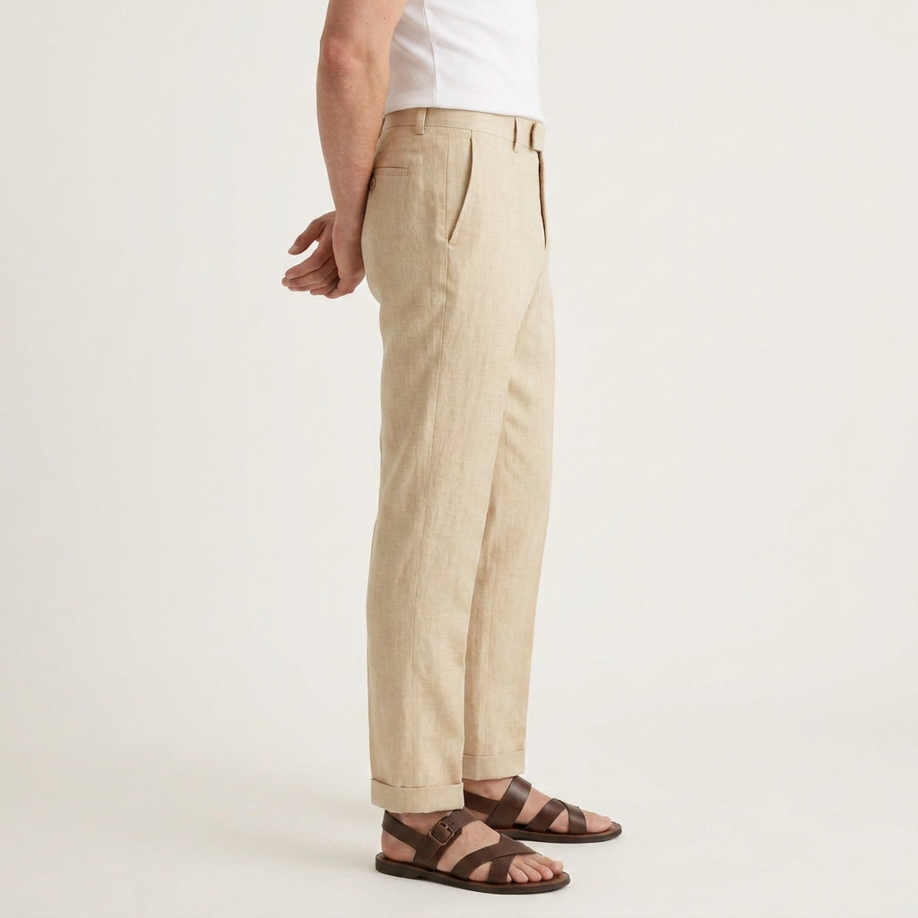 Pantalon Homme Tailleur Coupe Droite Pli Marqué