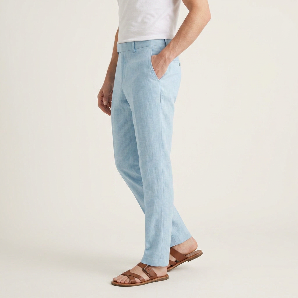 Pantalon Homme Tailleur Coupe Droite Pli Marqué