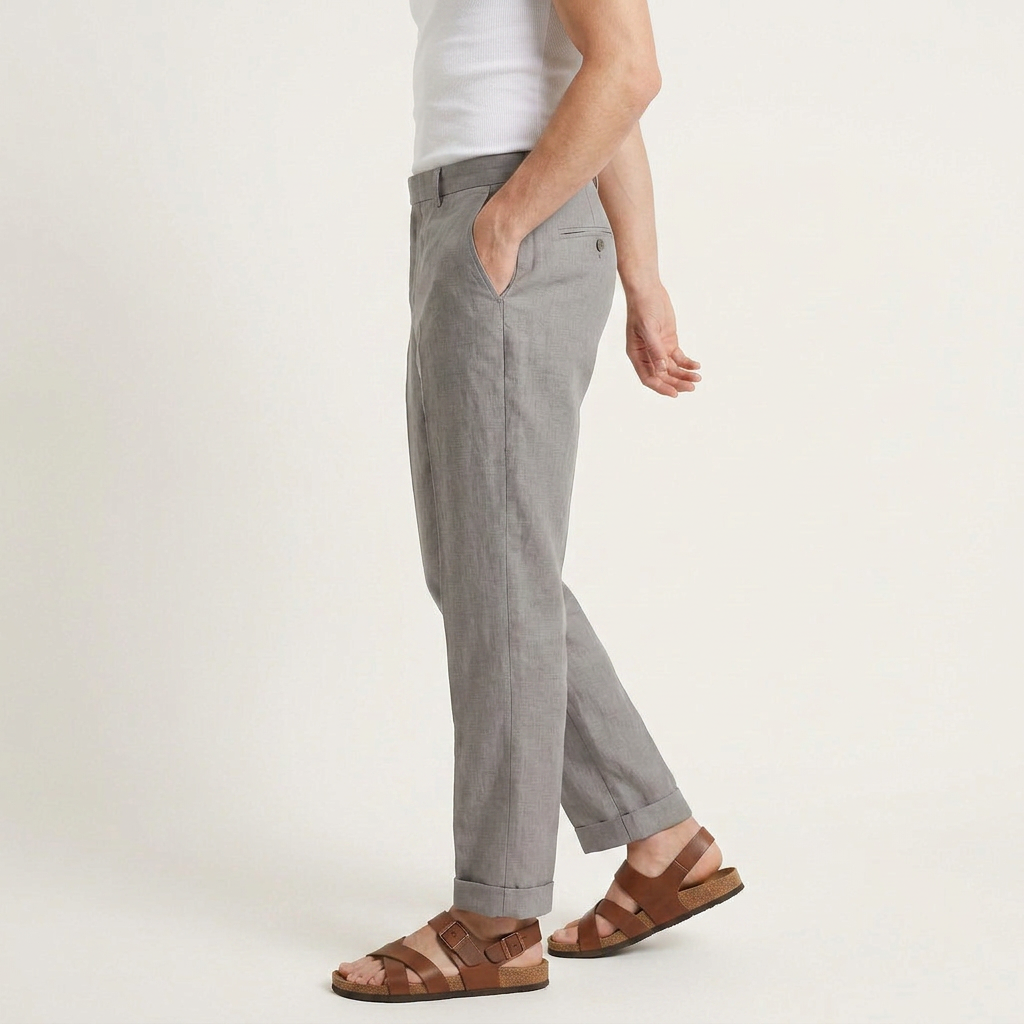 Pantalon Homme Tailleur Coupe Droite Pli Marqué