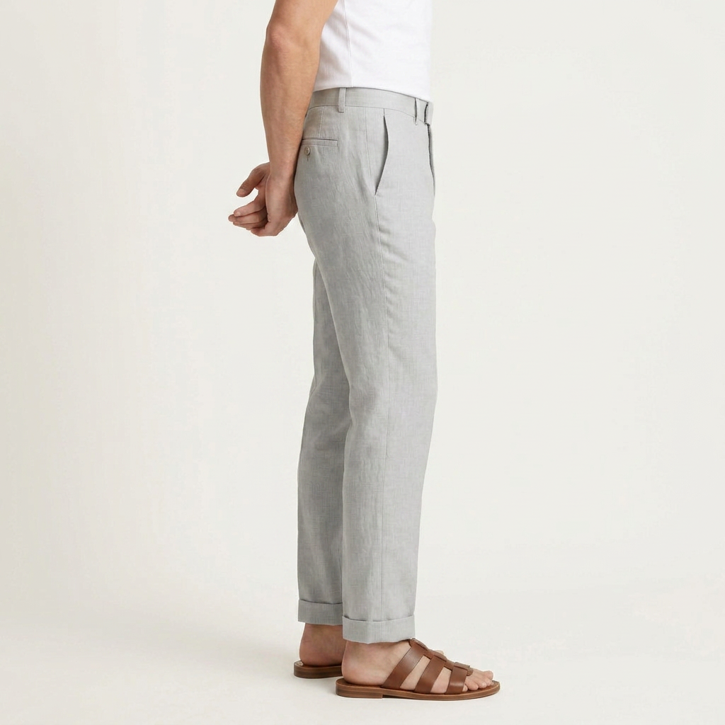 Pantalon Homme Tailleur Coupe Droite Pli Marqué